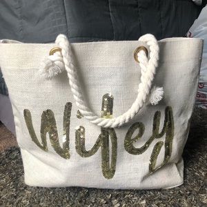 David’s Bridal Tote Bag Gold Sequin